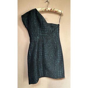 Moschino Cheap and Chic Women Animal Print One Shoulder Sheath Dress Sz 12 Green